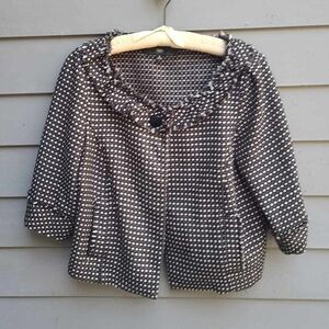 Mossimo Salt & Pepper Black White Tweed Crop Jacket size Large